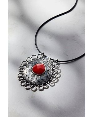 Urban Outfitters Protector Filigree Pendant Corded Necklace - Gray