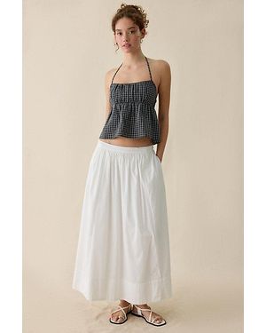 BDG Eva Gingham Halter Neck Babydoll Top - Natural