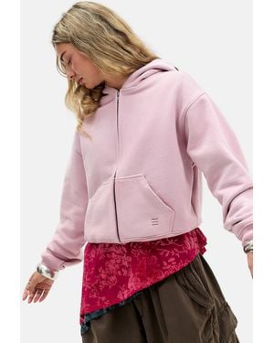 BDG Sunbleached Zip-through Hoodie - Red