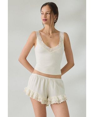 Out From Under Oh Baby V-Neck Lace Trim Tank Top - White