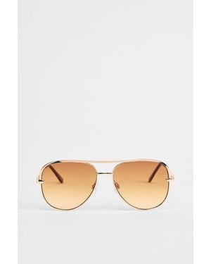 Urban Outfitters Uo Metal Aviator Sunglasses - Brown
