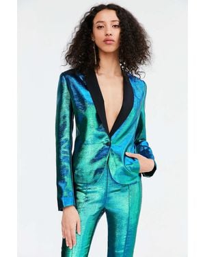 Silence + Noise Sirena Iridescent Suit Jacket - Blue