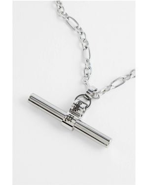 Ed Hardy Chunky T-bar Pendant Necklace - White