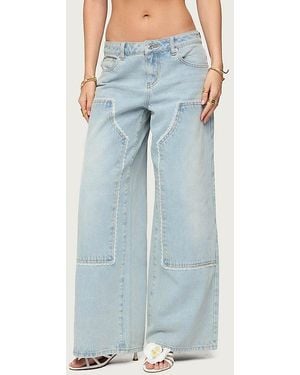 Edikted Teela Lacey Low Rise Carpenter Jeans - Blue