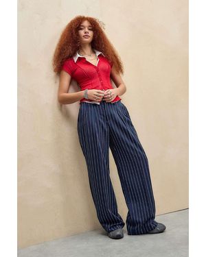 Archive At Uo Ash Pinstripe Low Rise Trousers - Blue