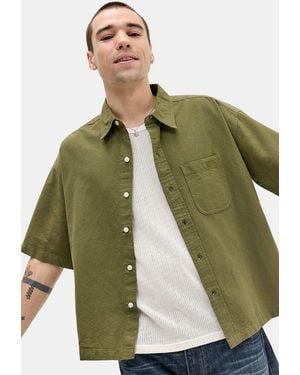 BDG Solid Olive Arlo Shirt Xs At Urban Outfitters - Green