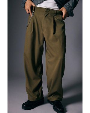 Standard Cloth Jason Relaxed Pleated Trouser Pant - Green