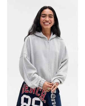 iets frans... Zip-through Bubble Hem Hoodie - Grey