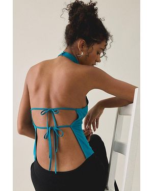 Urban Outfitters Uo The Moment Backless High Cowl Neck Halter Top - Black