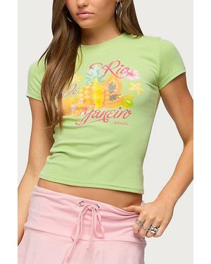 Edikted Rio De Janeiro T Shirt Top - Green