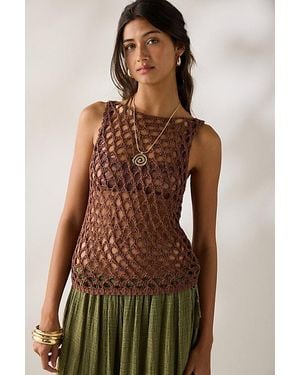 BDG Nate Sheer Net Tank Top - Brown