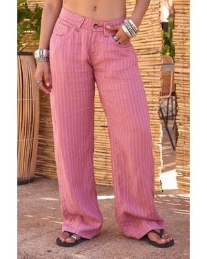 BDG Pink Kayla Stripe Linen Trousers