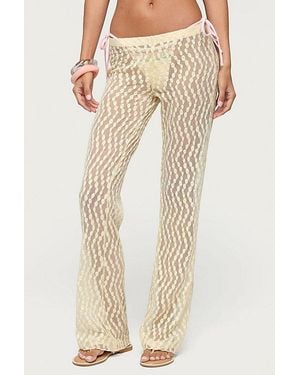 Edikted Liliette Sheer Textured Pants - Natural