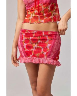 Archive At Uo Arcana Rose Mini Skirt - Red