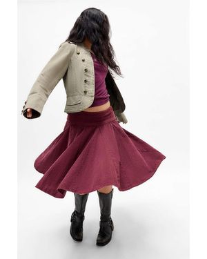 Kimchi Blue Olga Corduroy Godet Midi Skirt - Red
