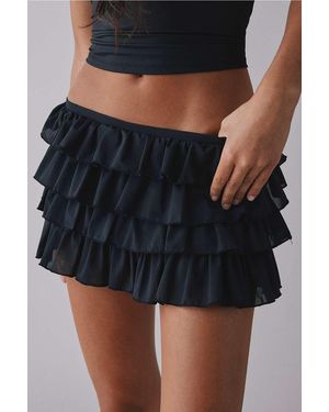 Out From Under Cammy Ruffle Trim Micro Skort - Black