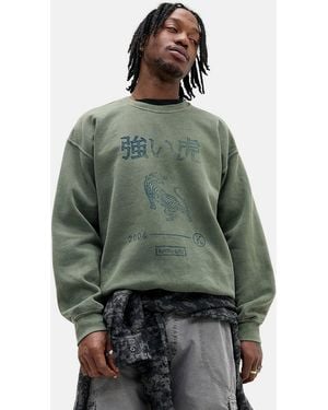 Urban Outfitters Uo Green Kyoto Tiger Sweatshirt