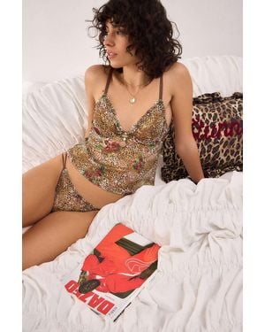 Out From Under Animal Floral Underwire Cami - Brown