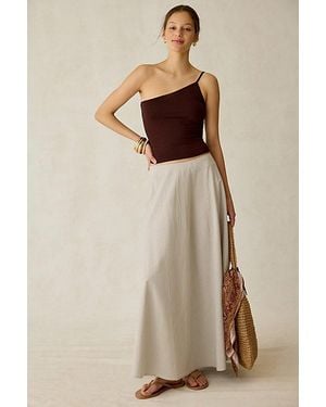 Daisy Street Buttermint Striped Cotton Maxi Skirt - Natural