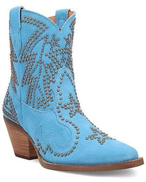 Dingo Seein' Stars Studded Suede Cowboy Bootie - Blue