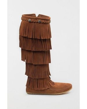 Minnetonka Suede 5-Layer Fringe Boot - Brown