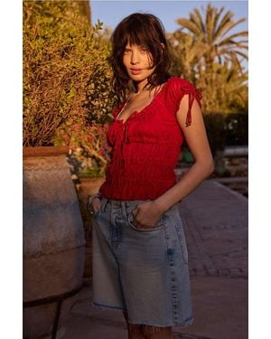 Kimchi Blue Remi Tie Front Blouse - Red