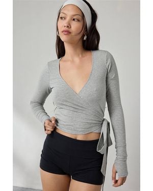 Out From Under Bec Wrap Long Sleeve Top - Grey