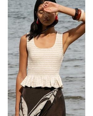 Onia Air Linen Smocked Tank Top - Black