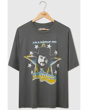 Junk Food Waylon Jennings I'M A Ramblin' Oversized Tee - Grey