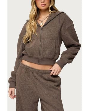 Edikted Laulie Zip Up Hoodie - Brown