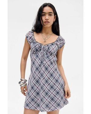 BDG Jude Check Mini Dress - White
