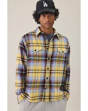 BDG Plaid Flannel Utility Overshirt Top - Blue