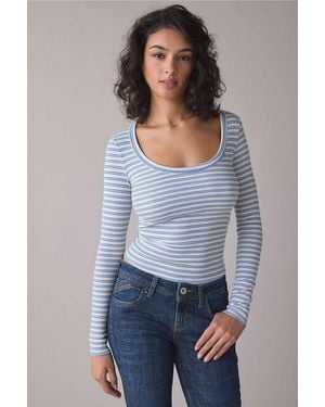 BDG Off Duty Rib Long Sleeve T-shirt - Grey