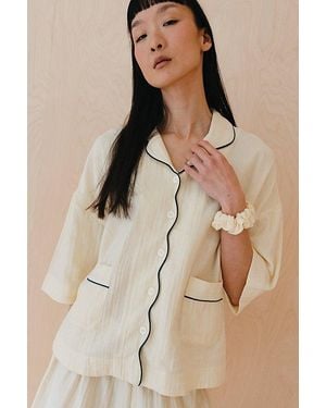 TBCo Cotton Scalloped Pajama Set Top - Natural