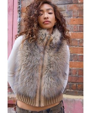Urban Outfitters Uo Faux Fur Gilet - Brown