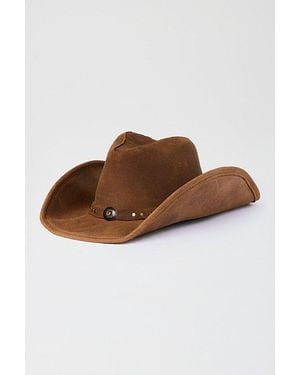 Minnetonka Leather Silverton Dude Cowboy Hat - Brown