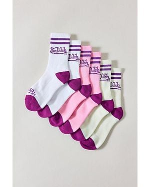Von Dutch Logo Crew Socks 3-Pack - Pink