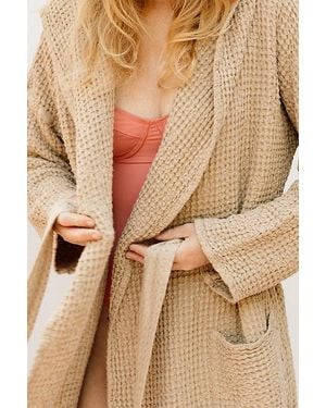MagicLinen Waffle Hooded Bath Robe - Natural