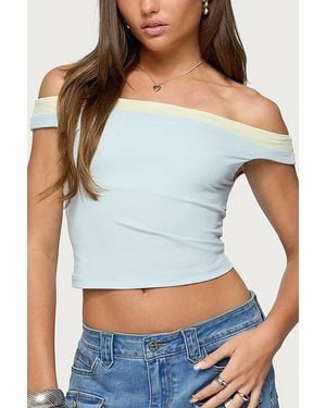 Edikted Strada Contrast Off Shoulder Top - Blue