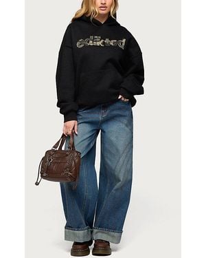 Edikted Camo Cutie Oversized Hoodie - Black