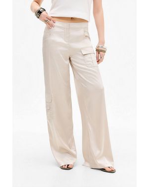 Motel Grania Satin Cargo Trousers - Natural