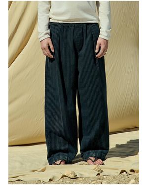 BDG Bobbi Pinstripe Pleated Trousers - Blue
