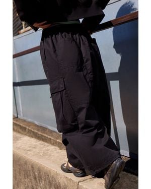 Urban Outfitters Uo Xl Poplin Cargo Trousers - Black