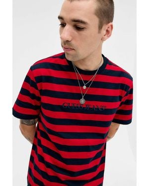 Guess Jeans Red And Blue Striped T-shirt