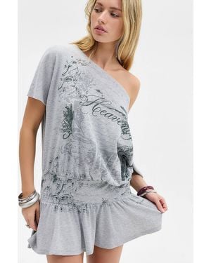 Urban Outfitters Uo Graphic Print Mini Dress - Grey