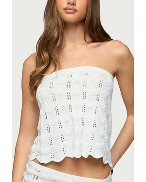 Edikted Isola Strapless Crochet Top - White