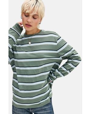 Guess Jeans Green Stripe Long Sleeved Tee