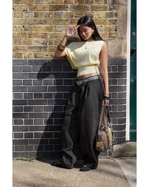 BDG Jax Stripe Pleat Front Cocoon Jeans 26w 32l At Urban Outfitters - Black