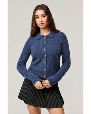 Urban Outfitters Uo Collared Button-through Cardigan - Blue