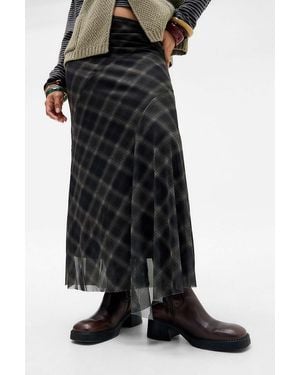 Urban Outfitters Uo Contour Column Mesh Maxi Skirt - Black